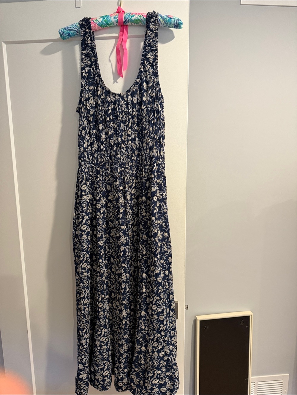Faherty Classic Navy Floral Maxi Dress - Sleeveless
